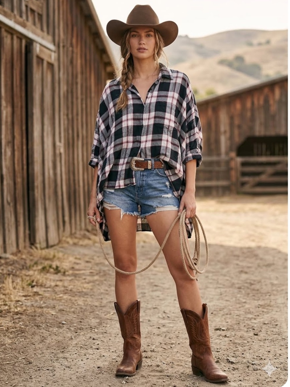 Denim & Supply Ralph Lauren Black, White & Red Plaid Button-Up Shirt
